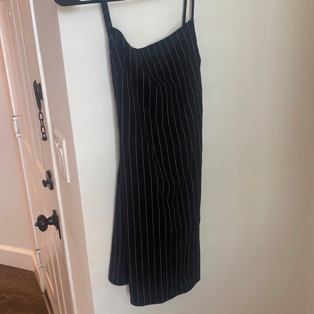 Cross back low back striped dress